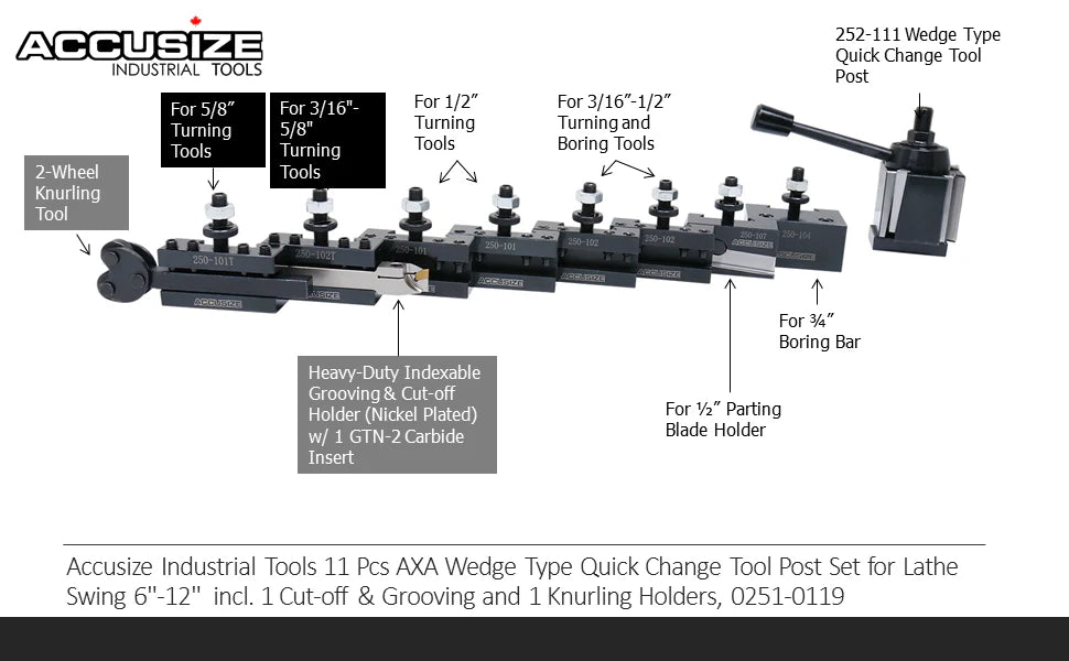 6-12" AXA Quick Change Tool Post Set  (11 pc) - Accusize 0251-0119