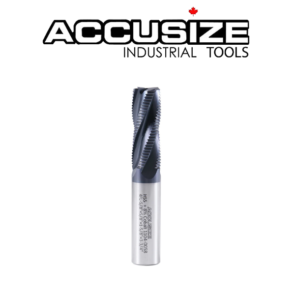 5/16" 4 Flute Roughing End Mill Fine Tooth HSSCo Tiain - Accusize 1104-0516
