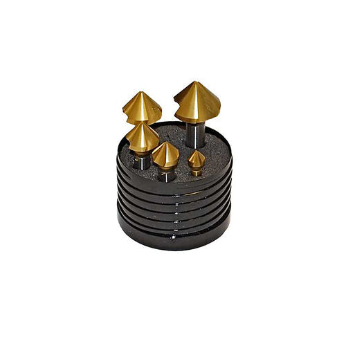 5pc 3-Flute 82º TiN Coated Cobalt Countersink Set - Sowa