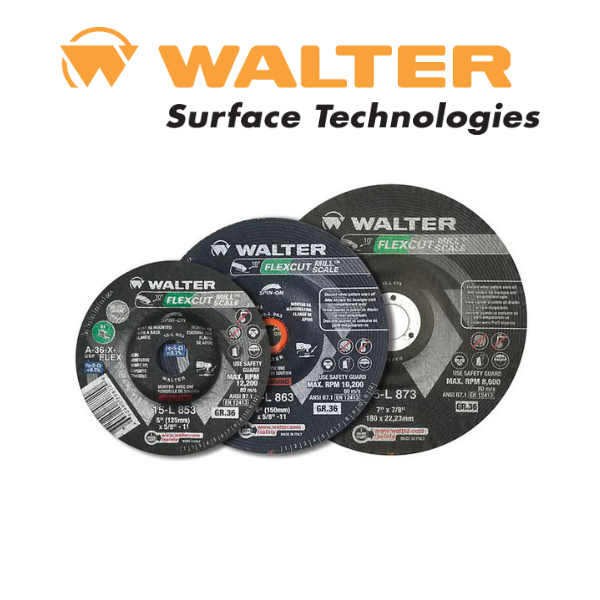 4-1/2" x 1/16" x 5/8-11 FlexCut Mill Scale Grinding Wheel - Type 29 - Walter 15-L 843