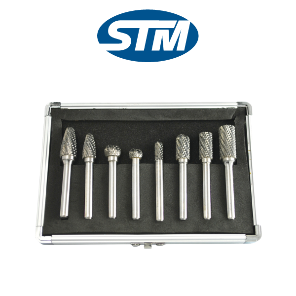 8pc 1/4" Shank Double Cut Solid Carbide Burr Set - Sowa 172986