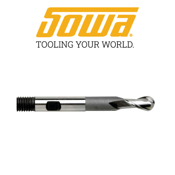 1/4" 2 Flute Long Ballnose End Mill HSSCo - Sowa 103823