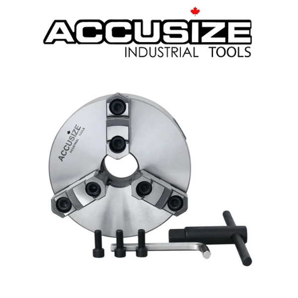 8" 3 Jaw Two-Piece Reversible Jaw Plain Back Chuck - Accusize 0559-0115