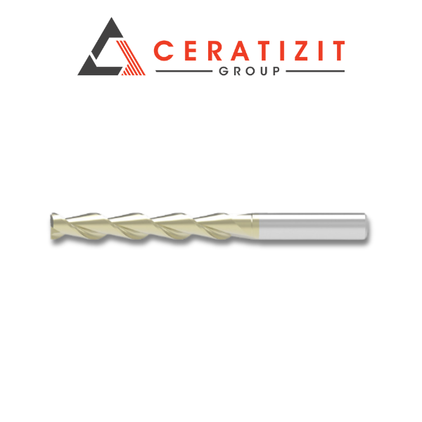1/2" 2 Flute High Performance Extra Long Length Carbide End Mill ZrN - For Aluminum - Ceratizit 5905450060
