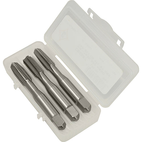 1/4"-20 3pc Taper, Plug, Bottoming Bright High Speed Steel Straight Flute Hand Tap Set - Cleveland