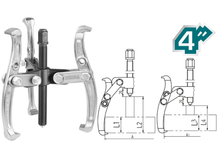 4" Three Jaws Puller - Total Tool THTGP346
