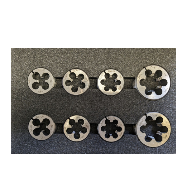 8 Pc 1/2" - 1" NC/NF Round Adjustable Die Set HSS - Goliath