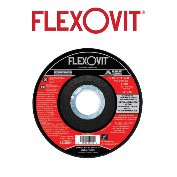 5" x 1/4" x 7/8" Type 27 Grinding Wheel - Flexovit A2236