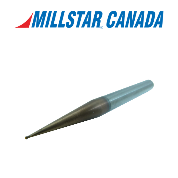 1/32" 2 Flute Ballnose Carbide End Mill - Millstar BI-.031-HSN