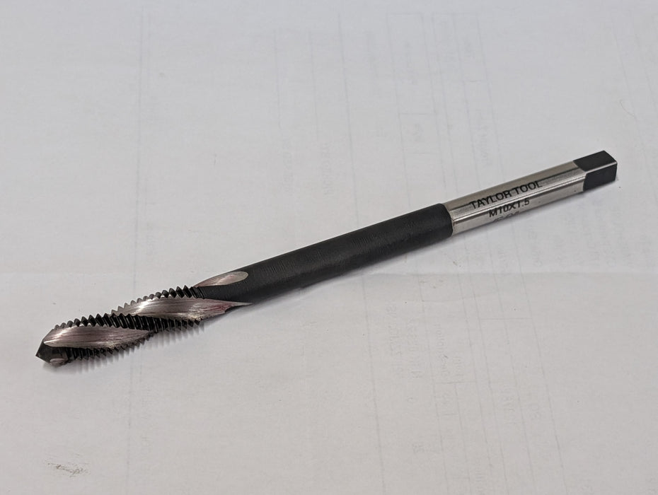 M10 x 1.5 Spiral Flute Tap - Taylor (6" Overall Length)