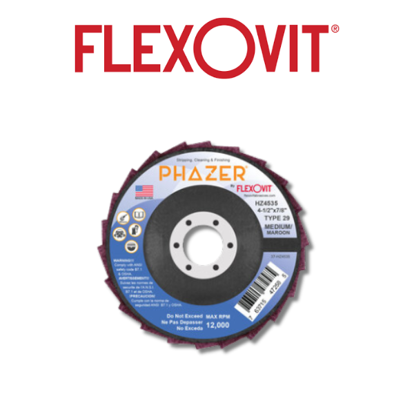 5" x 7/8" Coarse Type 29 Non-Woven Flap Disc - PHAZER™ - Flexovit HZ50 ...