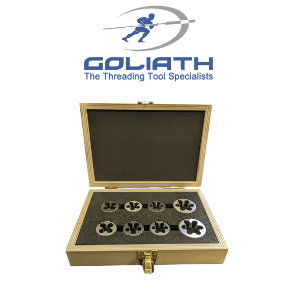 8 Pc 1/2" - 1" NC/NF Round Adjustable Die Set HSS - Goliath