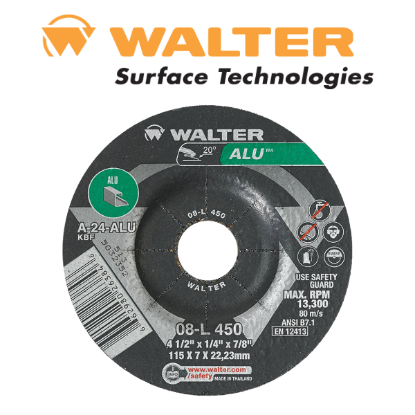 5" x 1/4" x 7/8" ALU Grinding Wheel - Type 27 - Walter 08-L 500