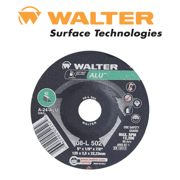 4-1/2" x 1/8" x 7/8" ALU Grinding Wheel - Type 27 - Walter 08-L 452