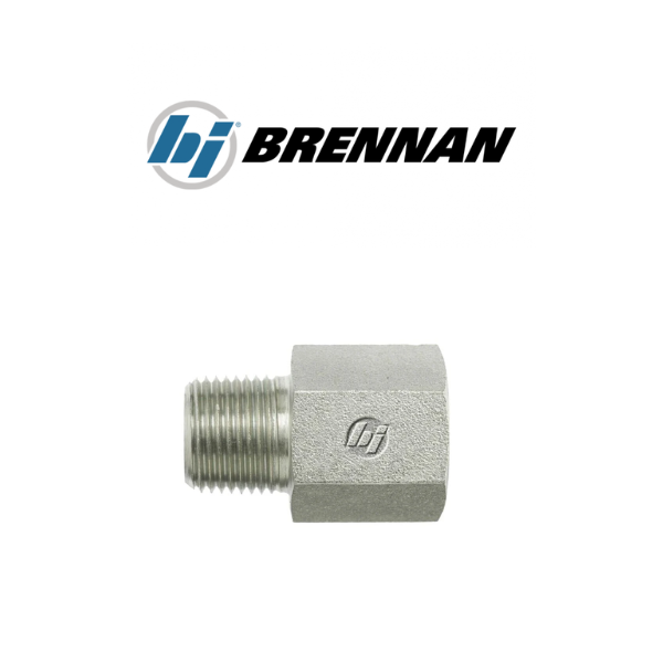5405-02-04 Steel Pipe Adapter Female to Male - Brennan (1/4FNPT to 1/8MNPT)