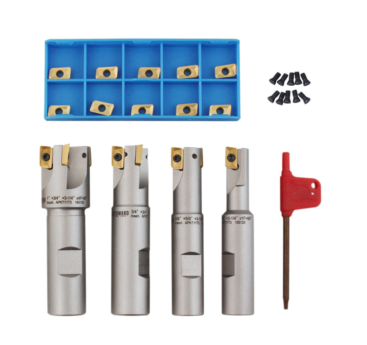 90 Degree 4pc Indexable End Mill Set - Accusize 0028-8416