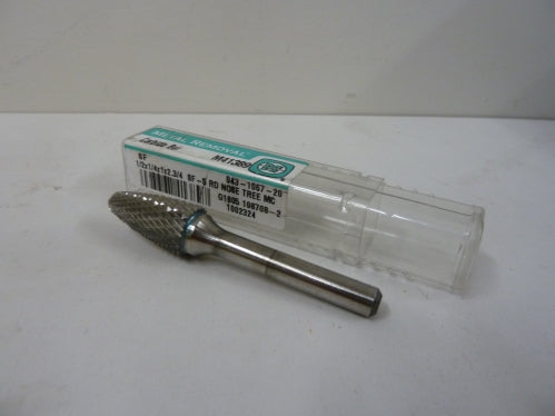 SF5 Round Nose Tree Carbide Burr Double Cut - Metal Removal (1/2" Dia x 1" LOC x 1/4" Shank)