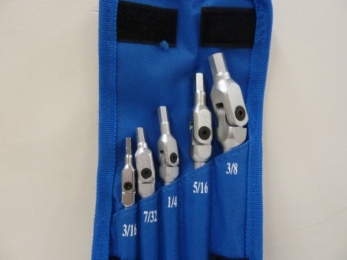Pivot Head Hex Key Set (5pc) 3/16"  7/32"  1/4"  5/16"  3/8"