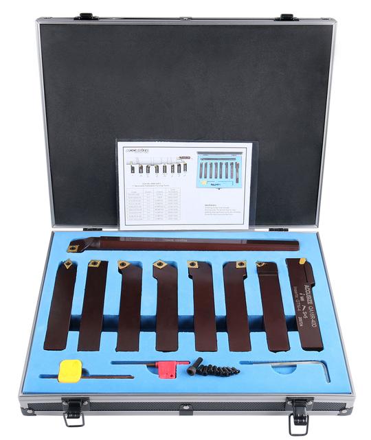 1" 9pc Indexable Carbide Turning Tool and Boring Bar Set - Accusize 2988-0001