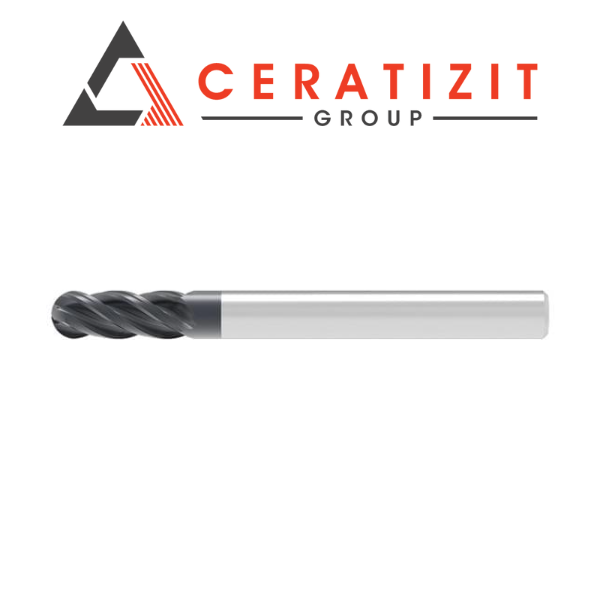 3/8" 4 Flute Ballnose Carbide End Mill AlTiN Coated - Ceratizit 14432572