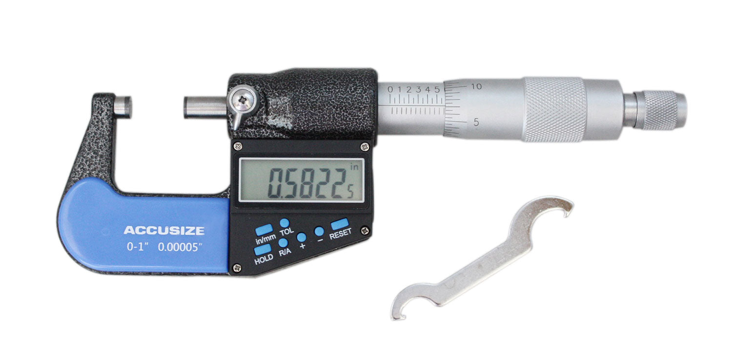 0-1" x 0.00005" Electronic Digital Micrometer 7 Key - Accusize AC21-1022