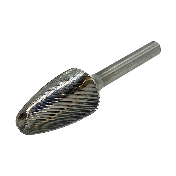 Single cut outlet carbide burr