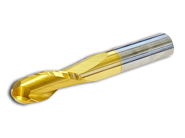 1/4" 2 Flute Ballnose Carbide End Mill TiN - USA