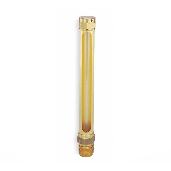 Liquid Level Gage B1144-24  Vented Straight Brass Gage  4 17/32" Sight Opening  1/2" Diameter Glass  3/8" Male NPT Mounting Thread