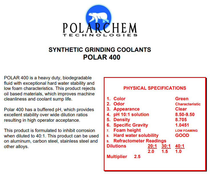 Polar400 Full Synthetic Coolant Pail - PolarChem