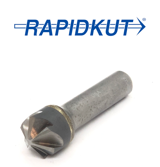 3/4" 6 Flute 120 Degree Chatterless Carbide Countersink - Rapidkut (1/2" Shank)