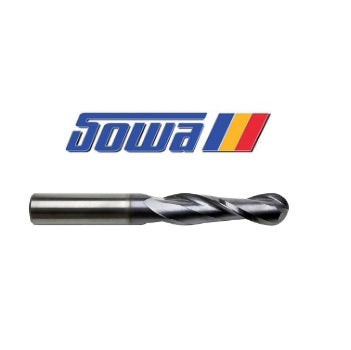 1/2" 2 Flute Regular Length Ball Nose Carbide End Mill Tialn - Sowa 102872