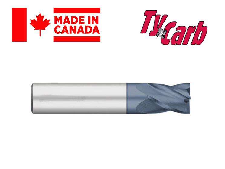 1/2" 4 Flute Variable Flute Stub Length TiAlN Coated Carbide End Mill (0.030" Rad) - TyCarb